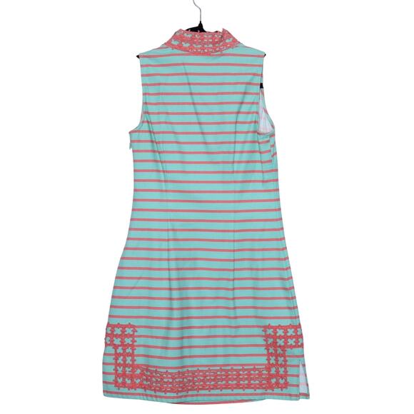 SAIL TO SABLE Coral Embroidered Tunic Dress Mint Stripe Collared Women's XS - Picture 2 of 12